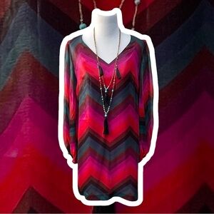 Trina Turk Hitachi Vivid Chevron Shift Dress in Fuchsia & Magenta